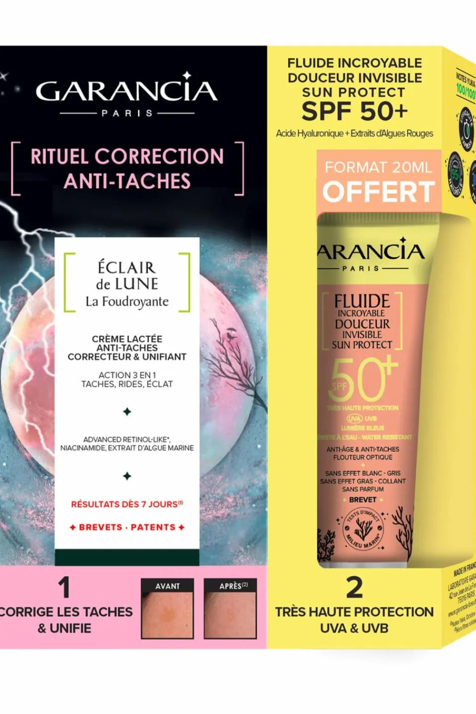 Best Garancia Coffret rituel correction anti-taches avec Fluide incroyable douceur invisible SPF50+ offert