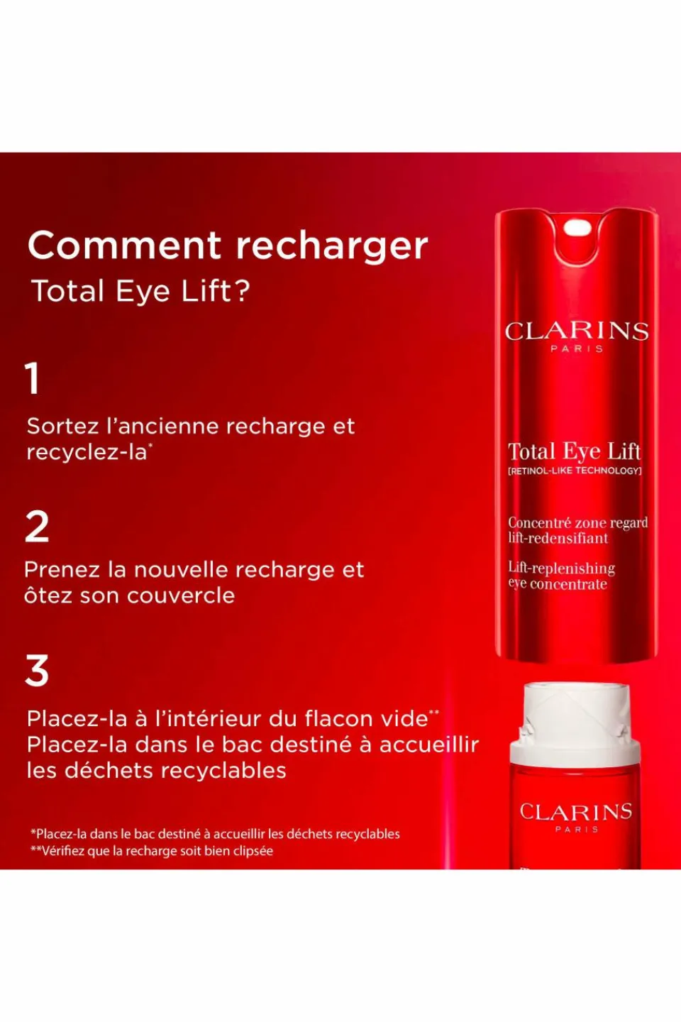 Outlet Clarins Contour des yeux anti-âge Total Eye Lift rechargeable