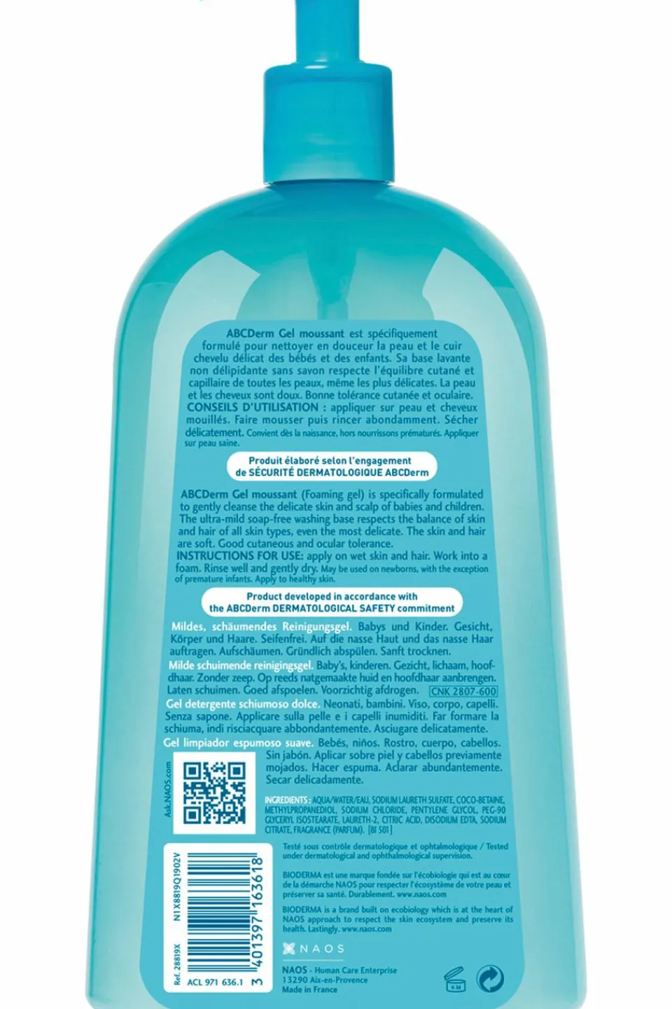 New Bioderma Gel moussant doux sans savon corps & cheveux bébé et enfant ABCDerm