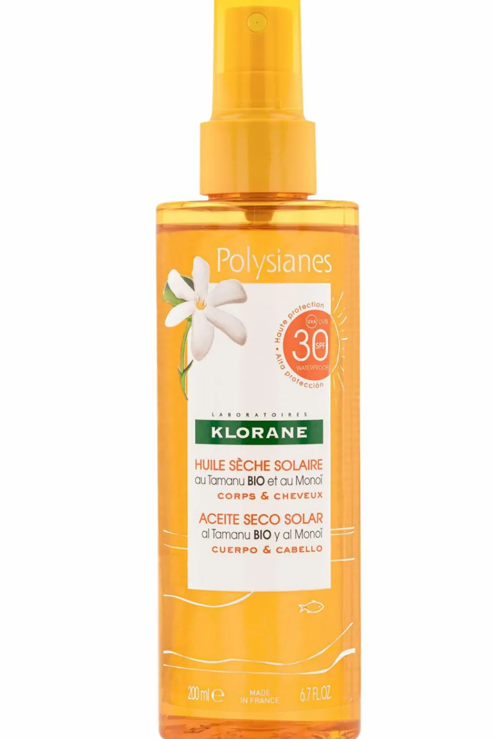 Sale Klorane Huile sèche solaire SPF 30 au Monoï et Tamanu bio