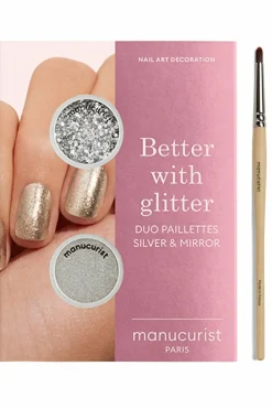 Sale Manucurist Kit duo de poudre à effet et paillettes + son pinceau applicateur paillettes Silver edition