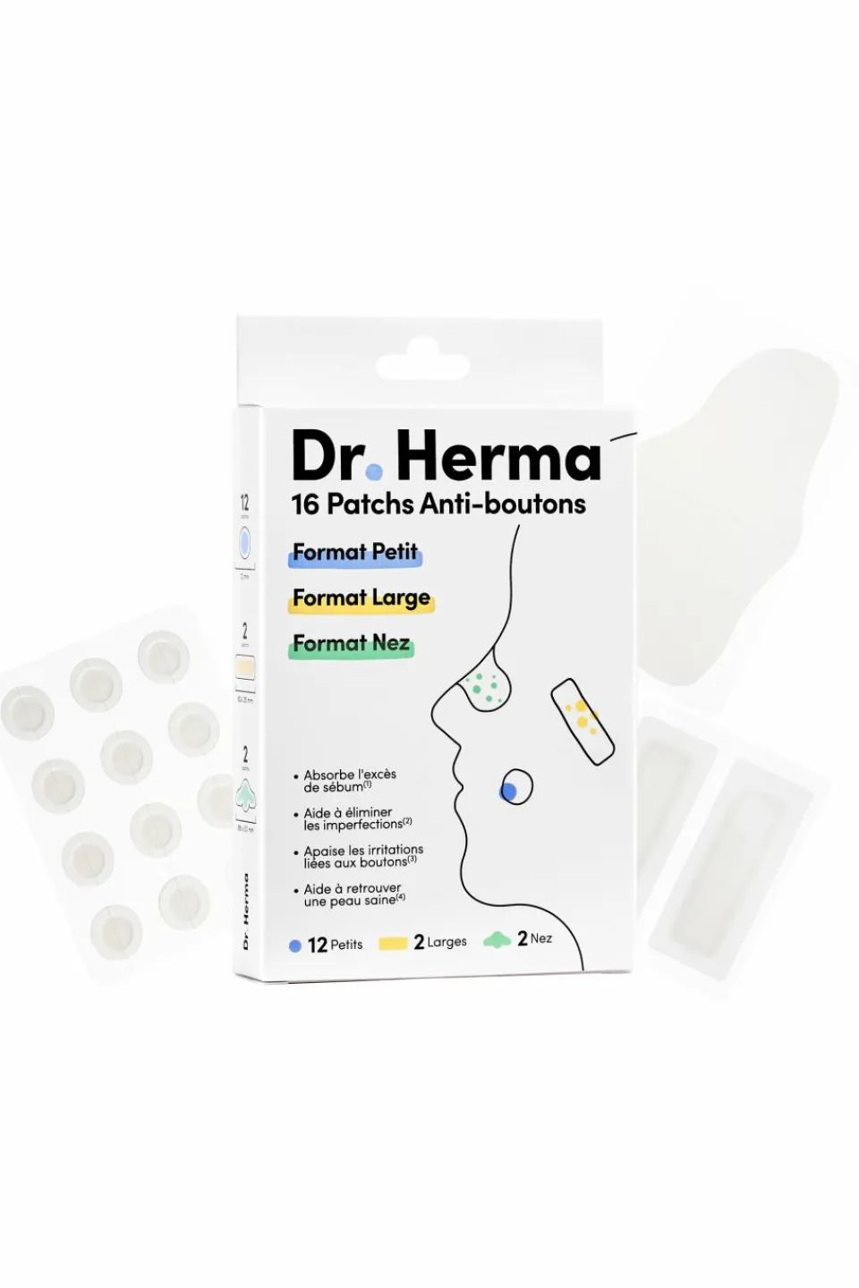 New DR HERMA Patchs anti-boutons 3 formats x 16