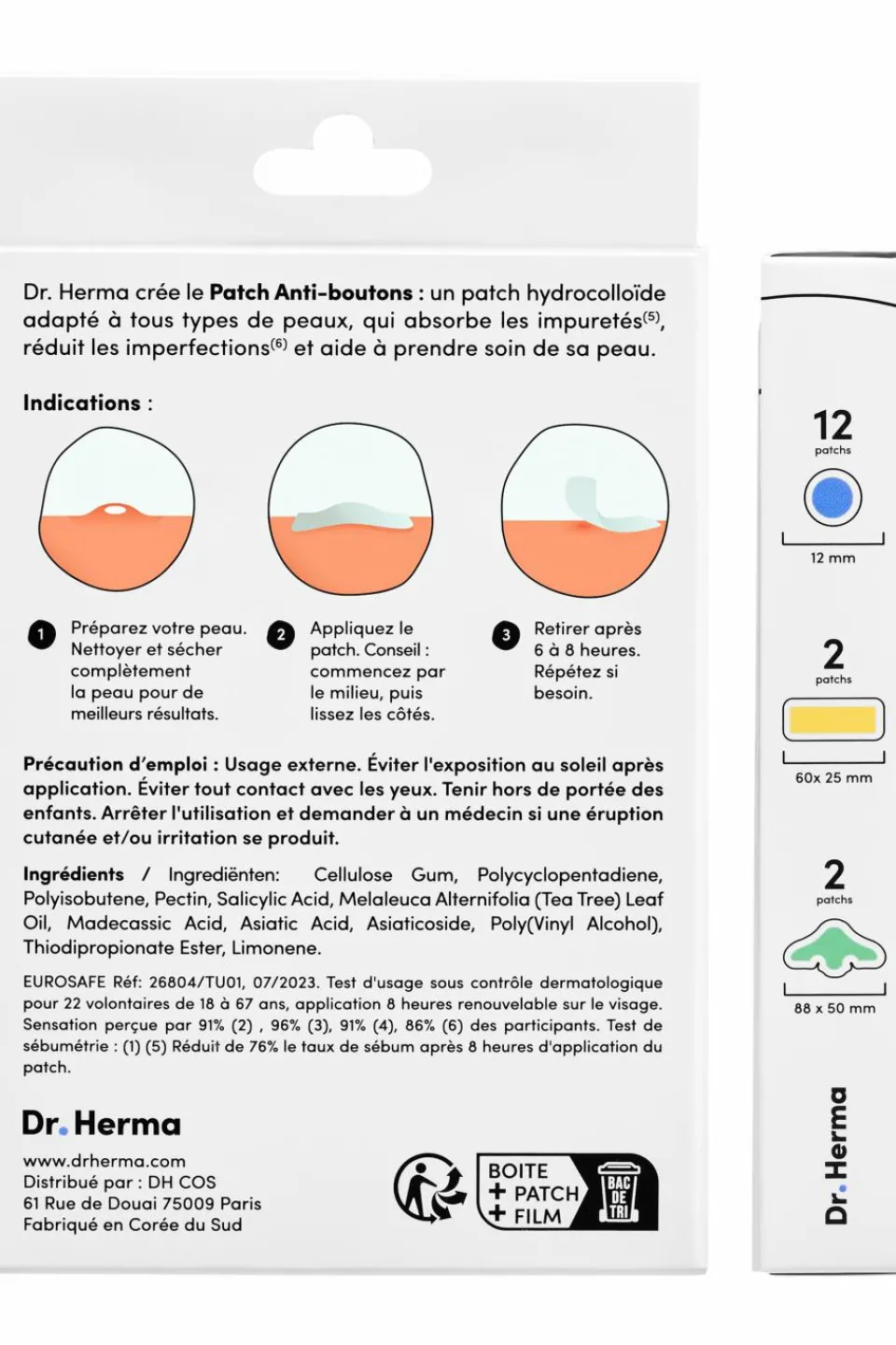 New DR HERMA Patchs anti-boutons 3 formats x 16