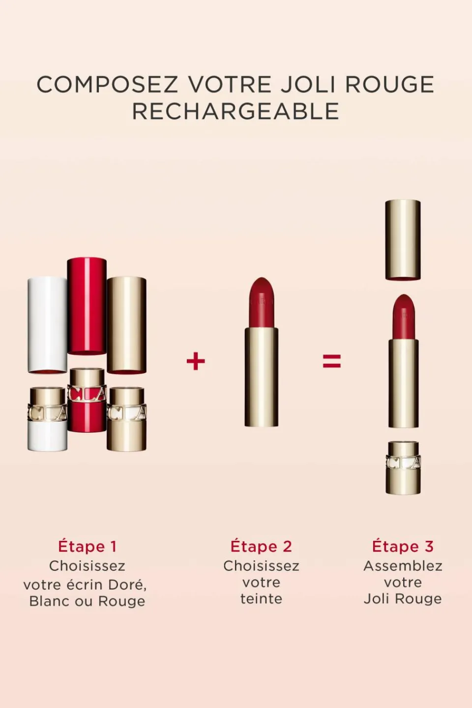 Sale Clarins Rouge à lèvres rechargeable Joli Rouge Satiné