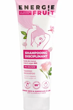 New Energie Fruit Shampoing disciplinant anti-frisottis au monoï rose et à l’huile d’Argan