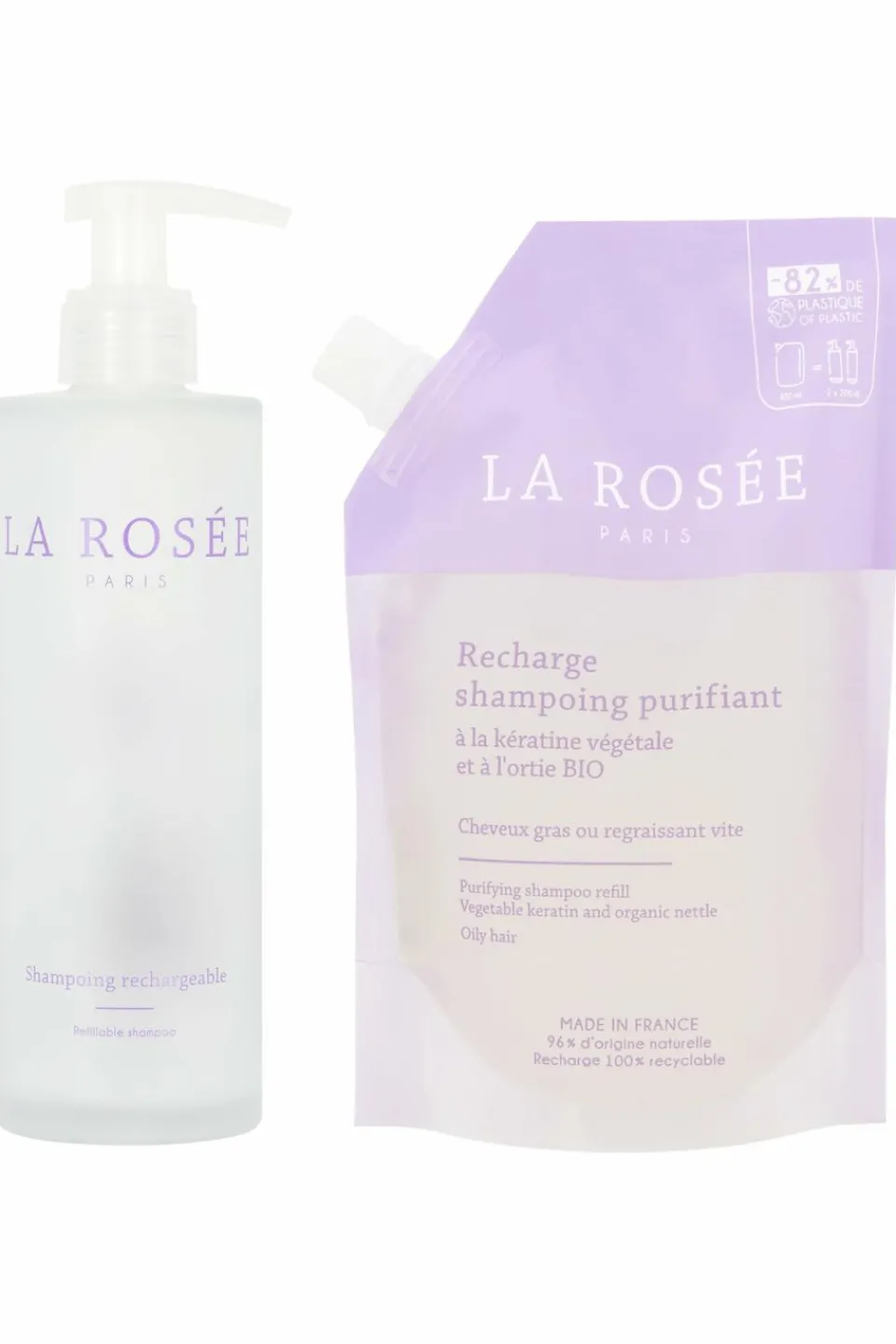 Hot La Rosée Shampoing purifiant et son flacon rechargeable