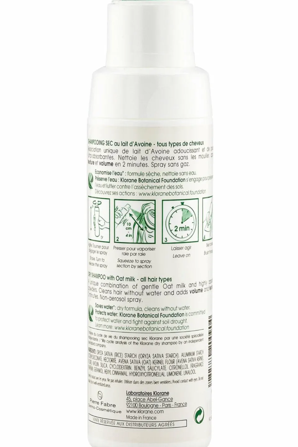 Clearance Klorane Shampoing sec en poudre extra-doux au lait d’Avoine sans gaz