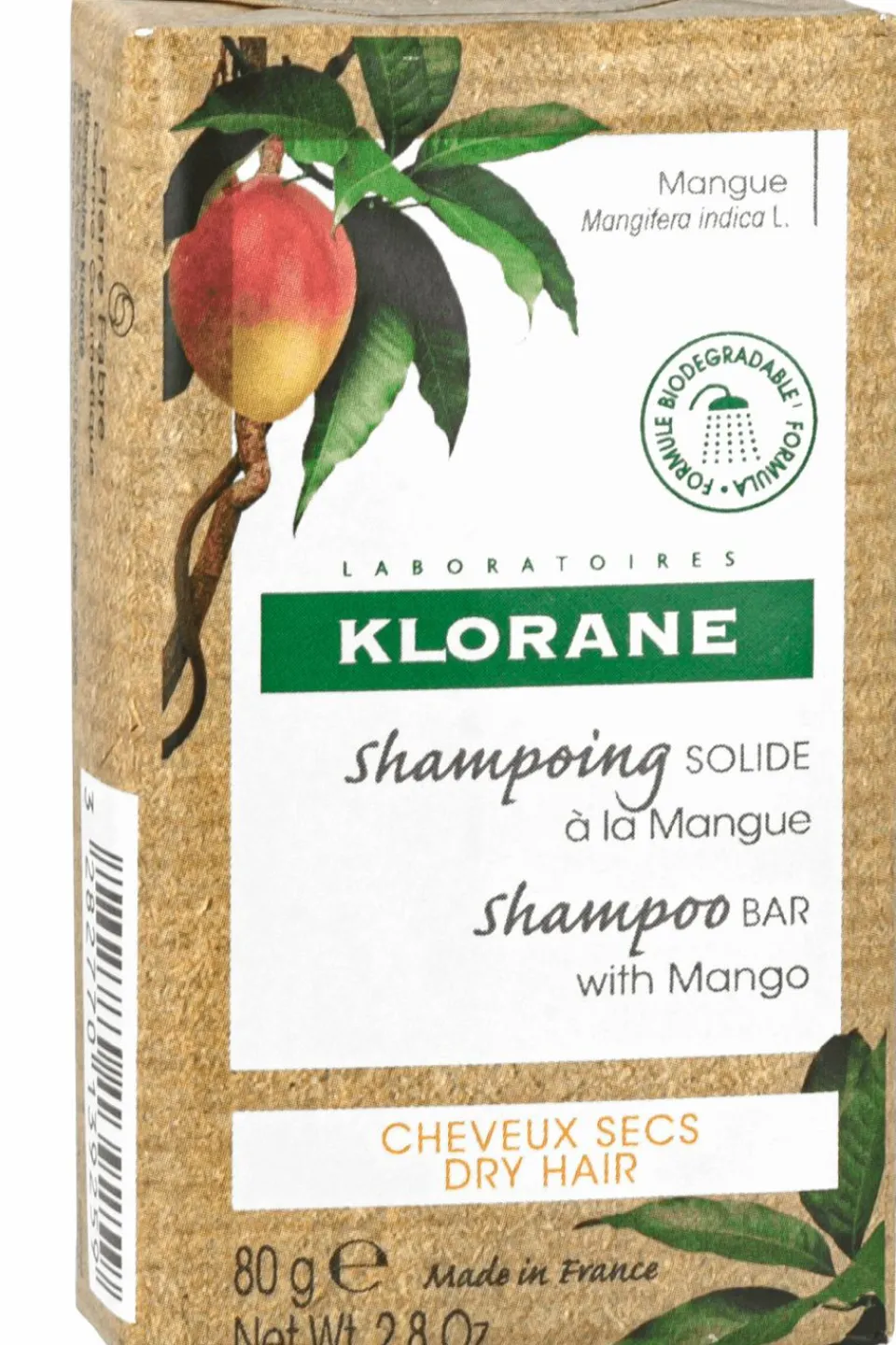 Hot Klorane Shampoing solide nutrition à la mangue pour cheveux secs